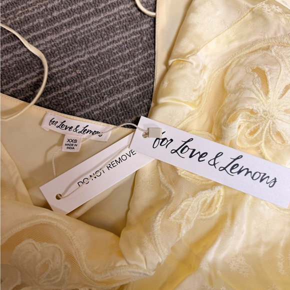 For Love and Lemons Yellow Satin Dress Sz XXS - Picture 2 of 4